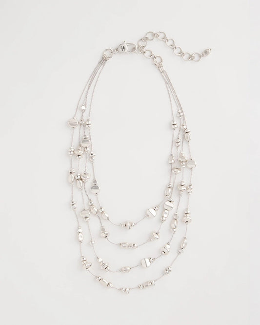 Chico's Great Value - Silvertone Nugget Illusion Necklace Silver
