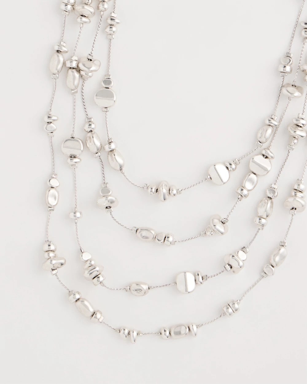 Chico's Great Value - Silvertone Nugget Illusion Necklace Silver