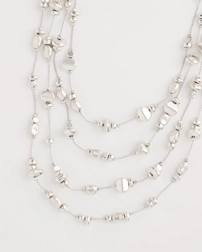 Chico's Great Value - Silvertone Nugget Illusion Necklace Silver