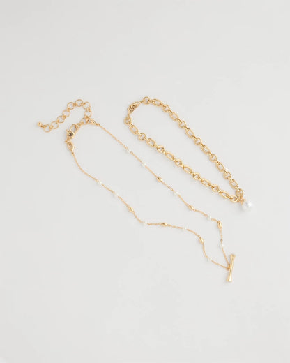 Chico's New - Toggle Bar Pearl Pendant Necklace Pearl