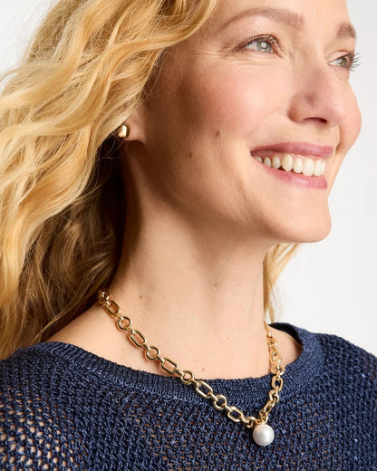 Chico's New - Toggle Bar Pearl Pendant Necklace Pearl
