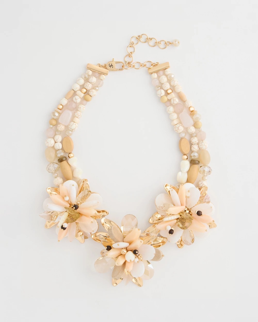 Chico's Great Value - Chico's Originals Neutral Floral Bib Necklace Neutral