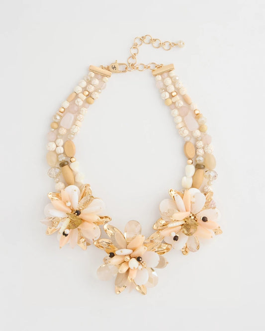 Chico's Great Value - Chico's Originals Neutral Floral Bib Necklace Neutral