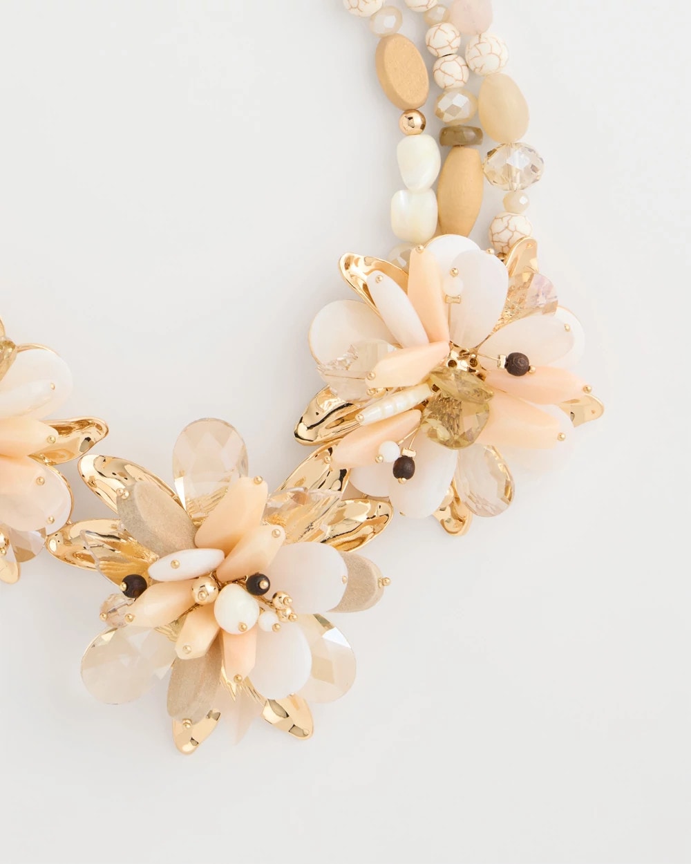 Chico's Great Value - Chico's Originals Neutral Floral Bib Necklace Neutral