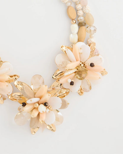 Chico's Great Value - Chico's Originals Neutral Floral Bib Necklace Neutral