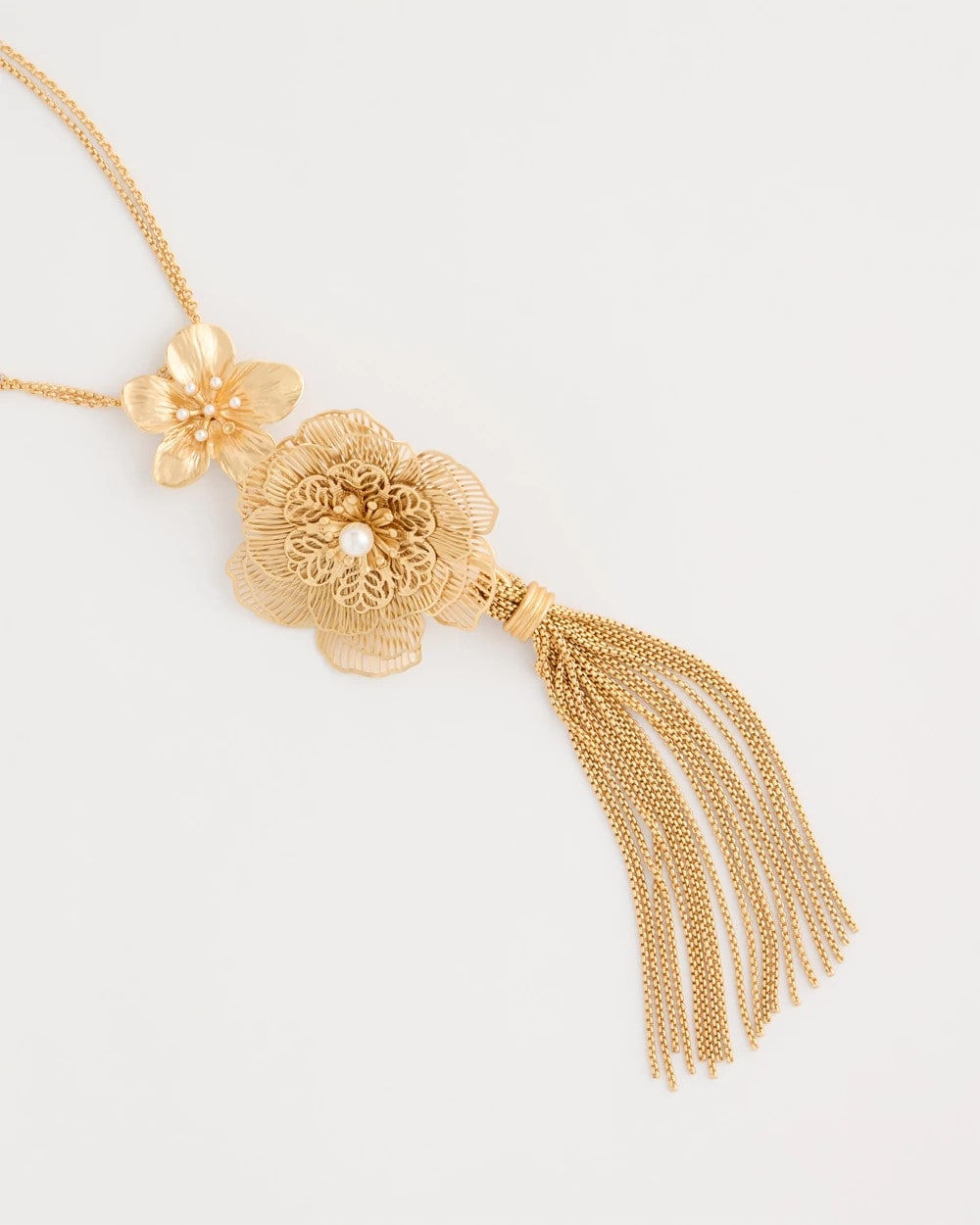 Chico's Popular - Filigree Flower Tassel Necklace Gold