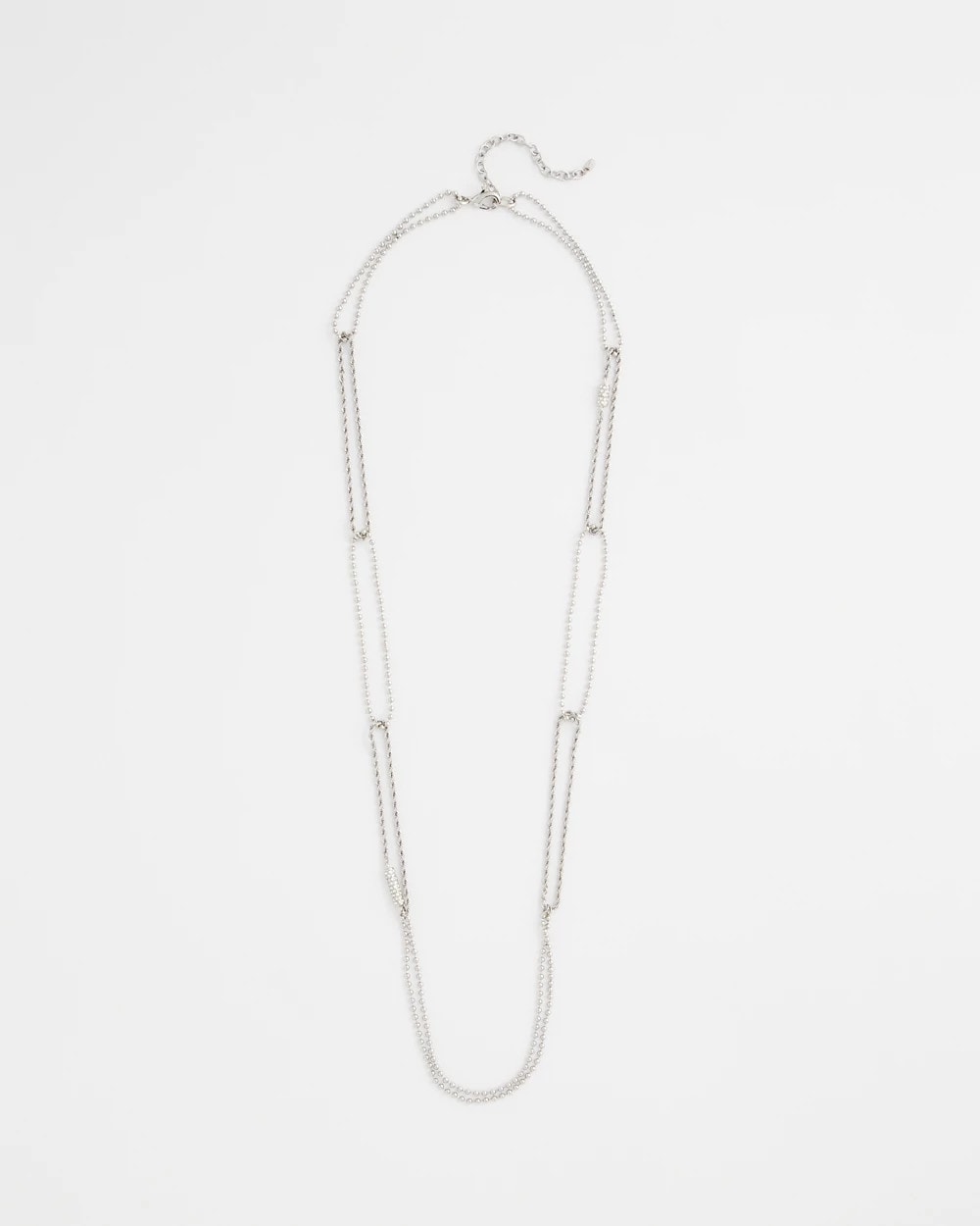 Chico's New - Long Silver Ball Chain Single Strand Silver
