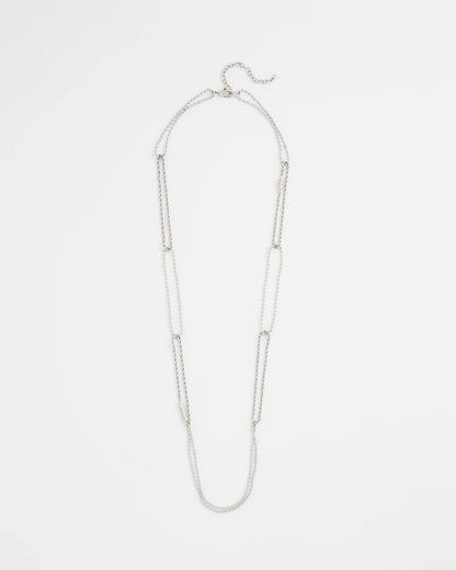 Chico's New - Long Silver Ball Chain Single Strand Silver