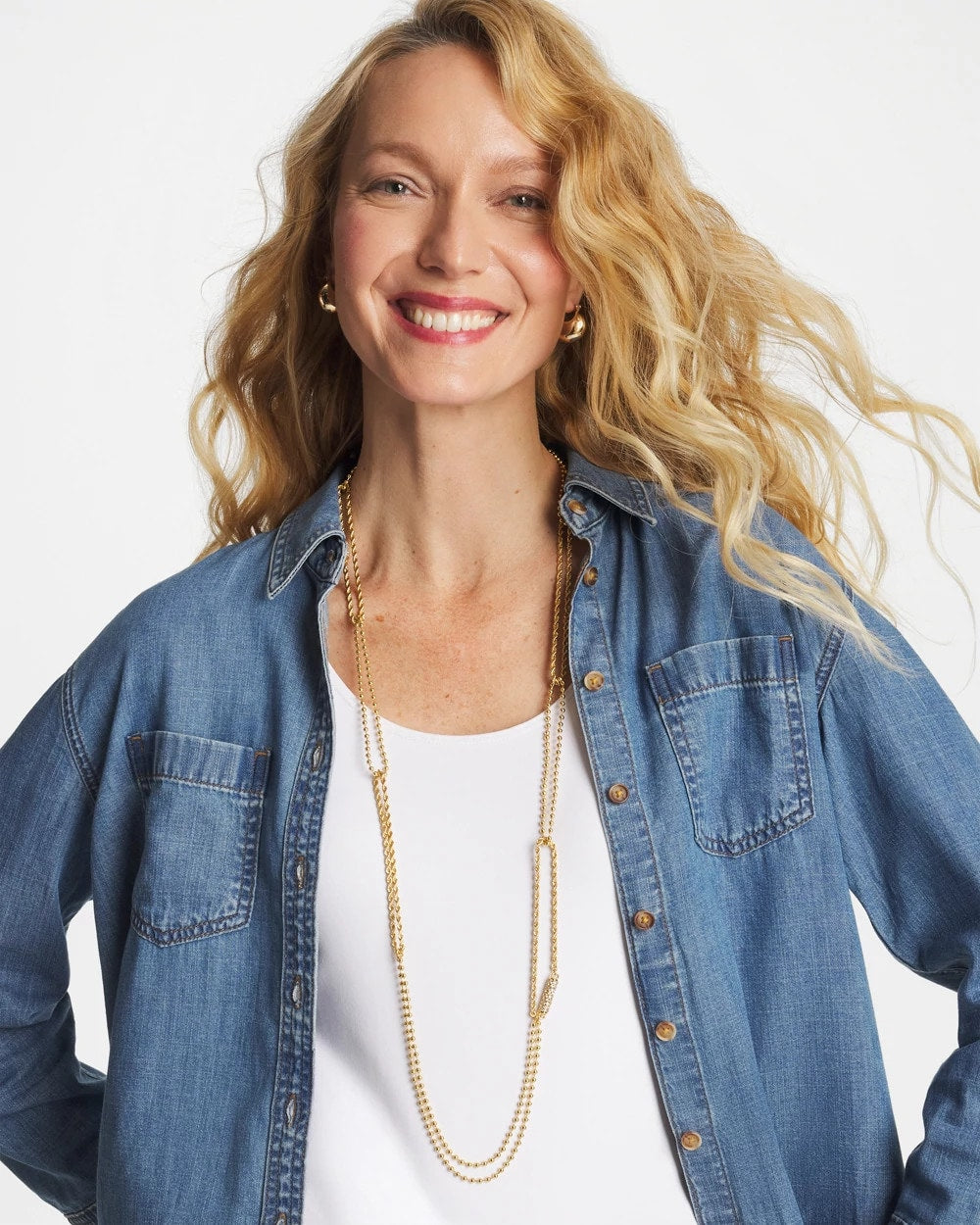 Chico's Best Seller - Long Gold Ball Chain Single Strand Gold