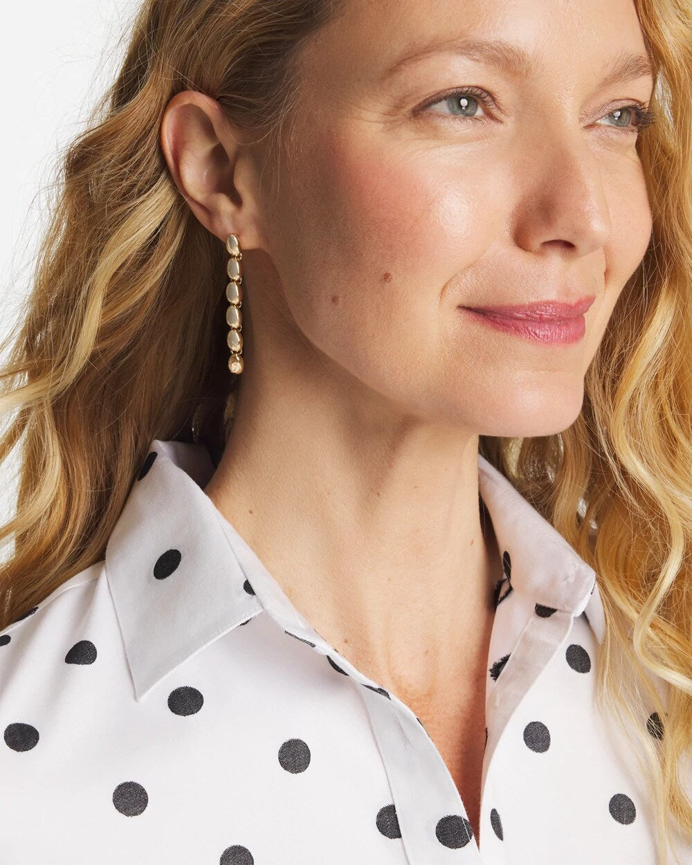 Chico's Quality - Gold Linear Bead Earrings Gold