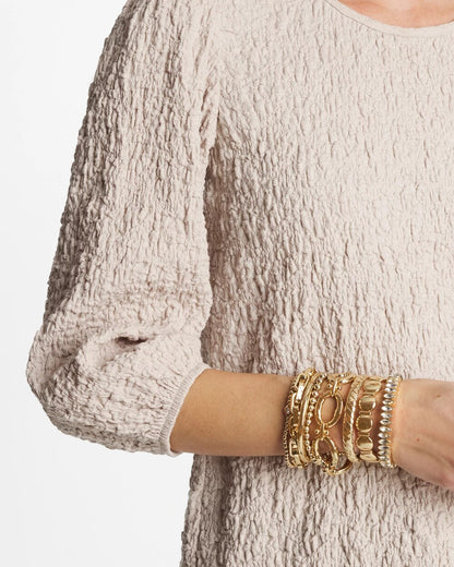 Chico's Featured - Textured Circle Stretch Bracelet Gold