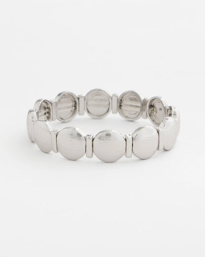 Chico's Trending - Silver Textured Circle Stretch Bracelet Silver