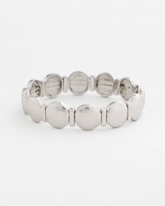 Chico's Trending - Silver Textured Circle Stretch Bracelet Silver