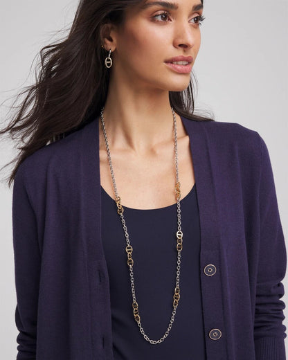 Chico's Essential - Mixed Metal Link Long Necklace Mixed Metals