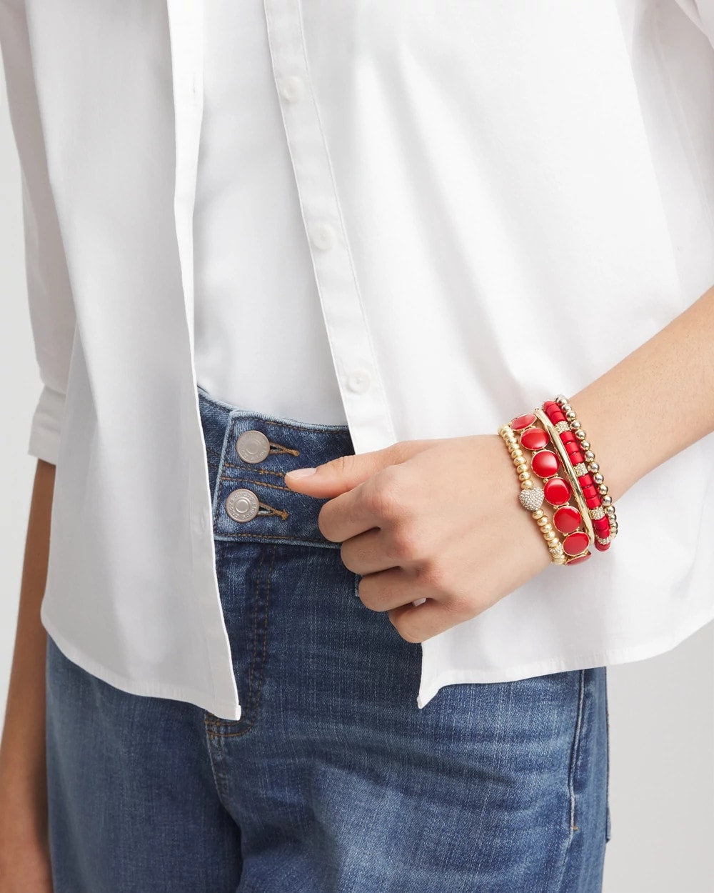 Chico's Sale - Gold Heart Stretch Bracelet Gold