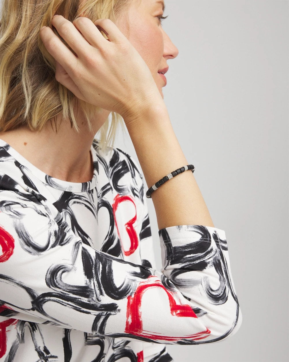 Chico's Sale - Black Barrel Bead Stretch Bracelet Black