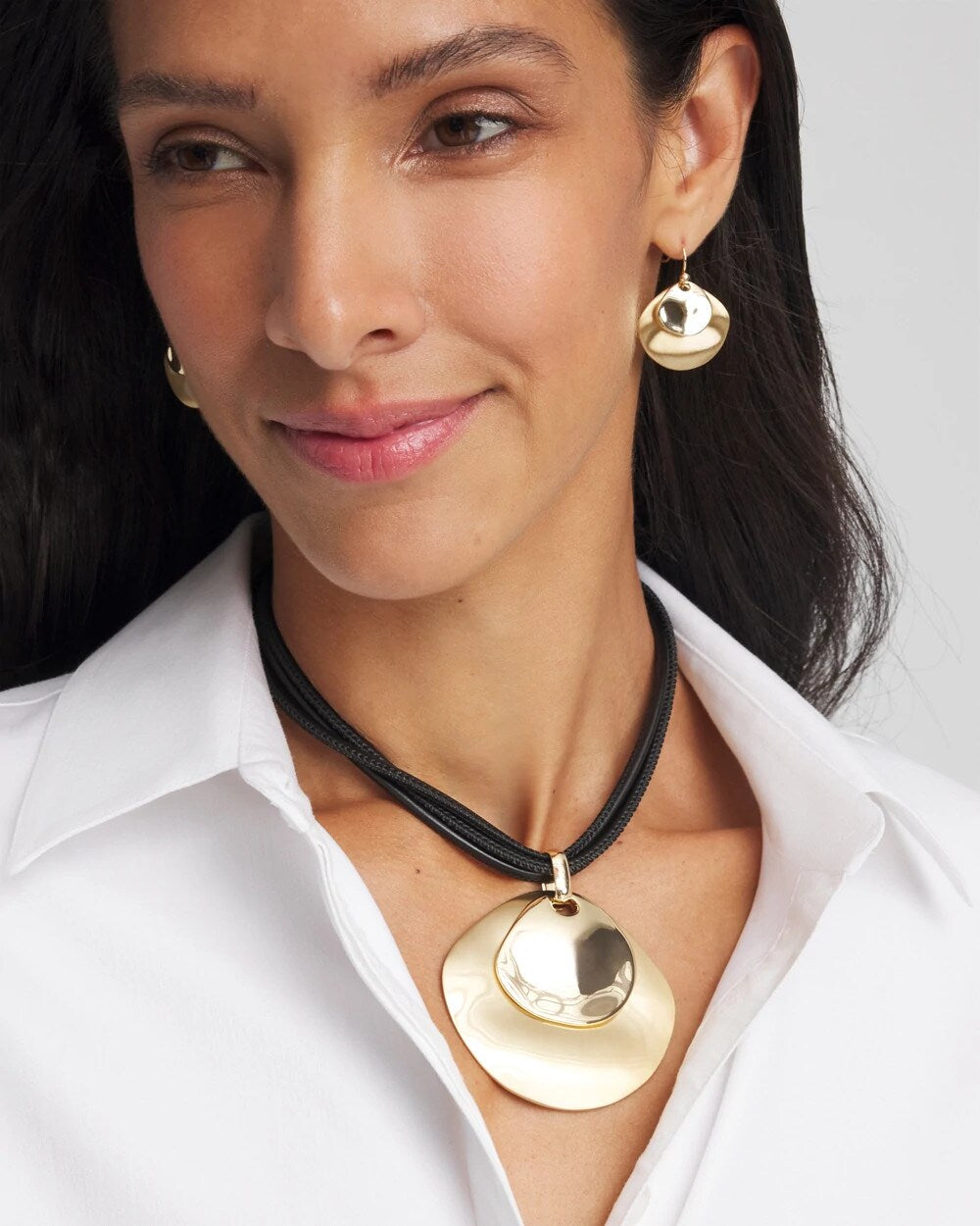 Chico's Essential - Gold Pendant On Cord Gold