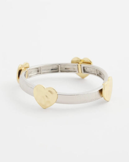 Chico's Latest - Mixed Metal Heart Stretch Bracelet Mixed Metals