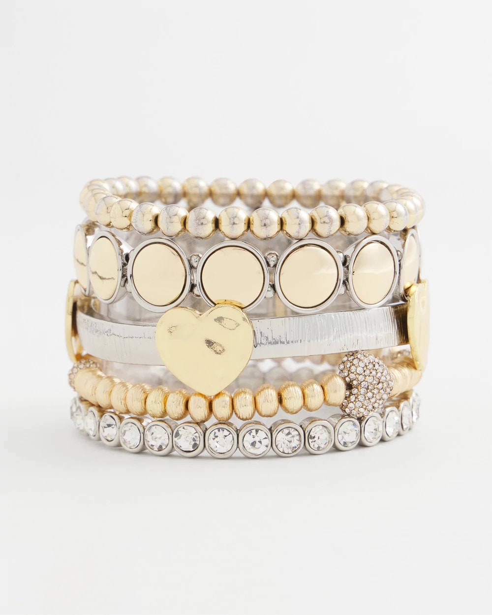 Chico's Latest - Mixed Metal Heart Stretch Bracelet Mixed Metals
