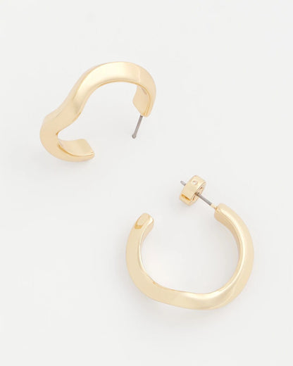 Chico's Everyday - Gold Wavy Hoop Earrings Gold