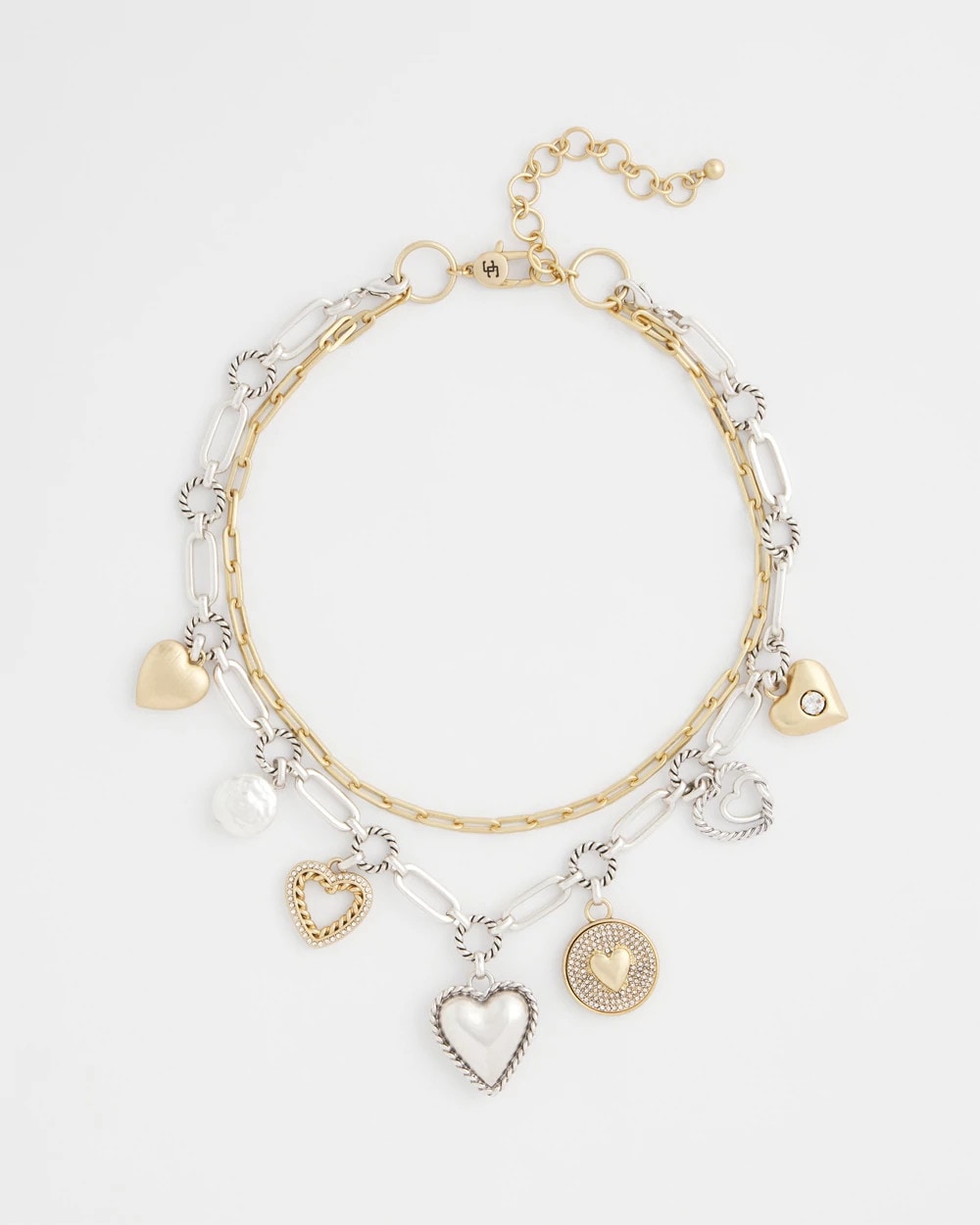 Chico's New - Mixed Metal Heart Charm Necklace Mixed Metals