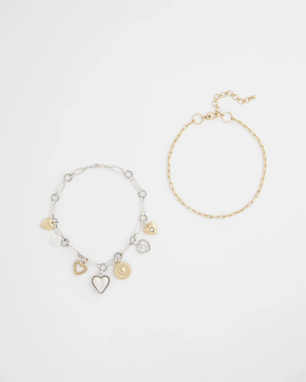 Chico's New - Mixed Metal Heart Charm Necklace Mixed Metals