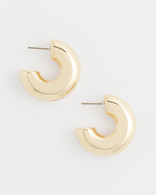 Chico's Signature - Gold Puff Hoop Earrings Gold