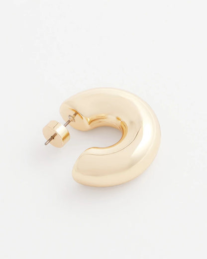 Chico's Signature - Gold Puff Hoop Earrings Gold