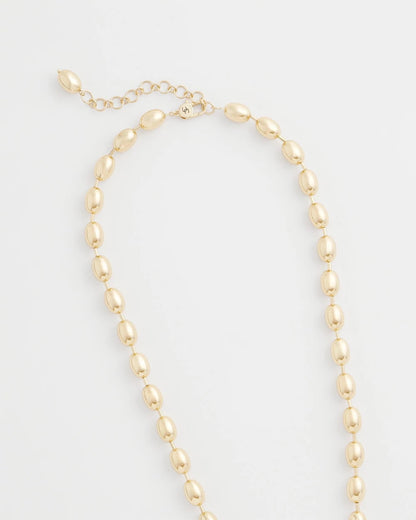 Chico's Value - Gold Bead Long Single Strand Necklace Gold