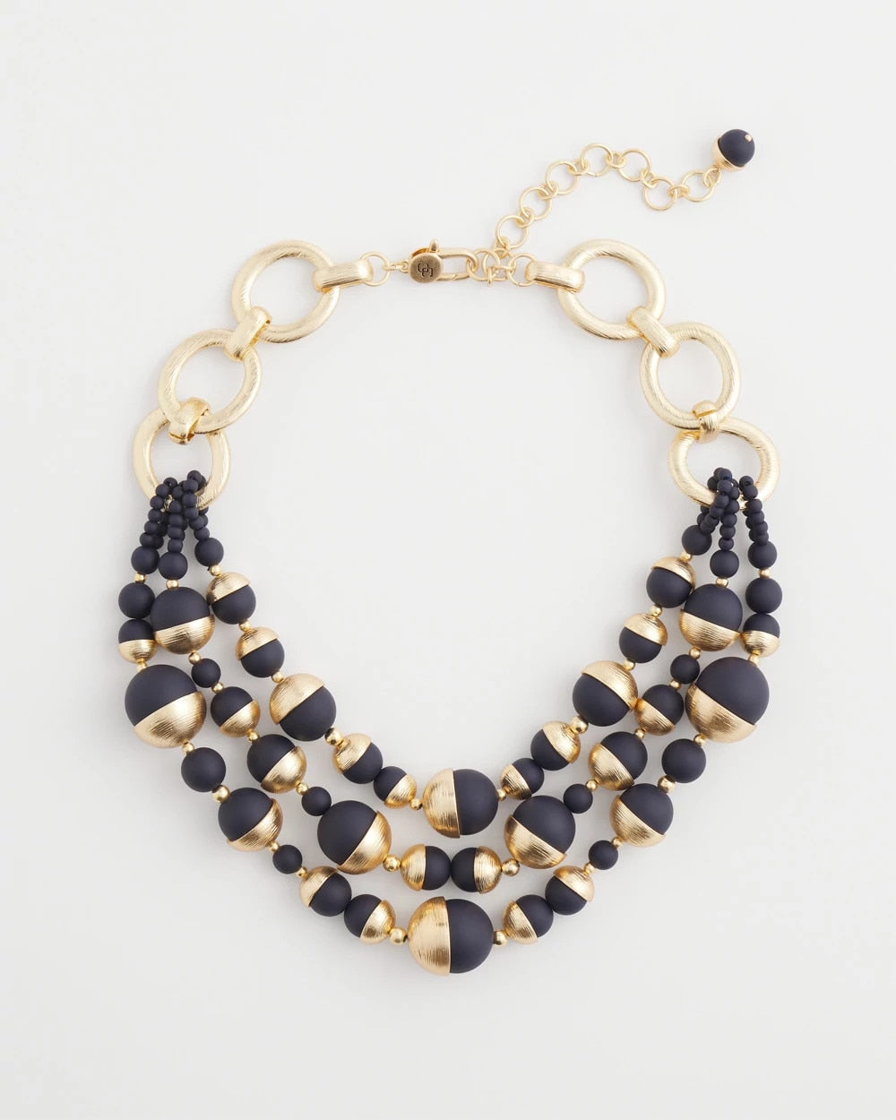 Chico's Essential - Gold & Navy Bead Necklace Navy