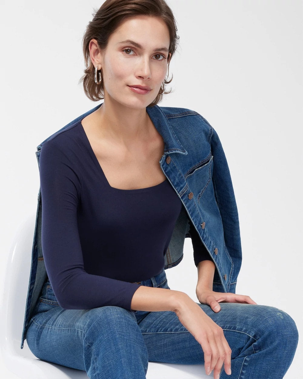 Chico's Deals - Touch of Cool™ Square Neck Tee Classic Navy
