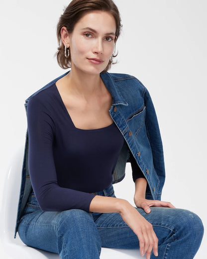 Chico's Deals - Touch of Cool™ Square Neck Tee Classic Navy