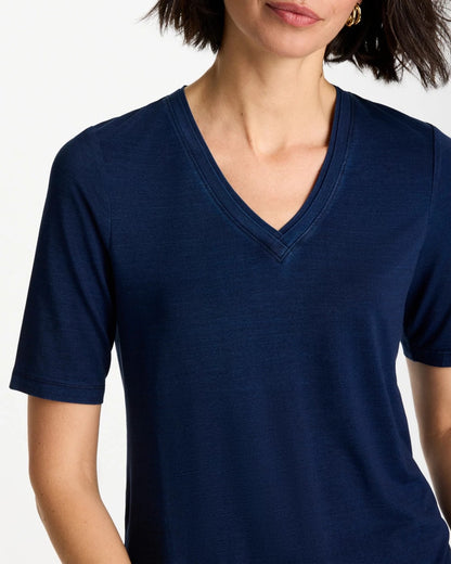 Chico's Discount - Cotton Slub V-Neck Tee Riviera Authentic