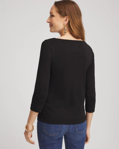 Chico's Discount - Pima Cotton 3/4 Sleeve Tee Black