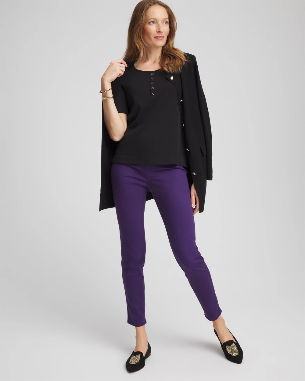 Chico's Premium - Pima Cotton Henley Tee Black