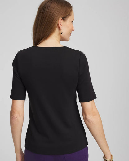 Chico's Premium - Pima Cotton Henley Tee Black