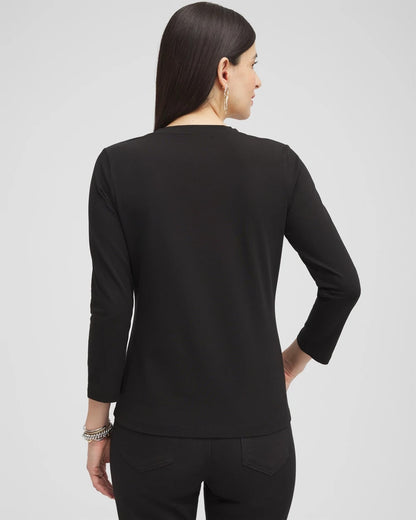 Chico's Popular - 3/4 Sleeve Perfect Tee Black