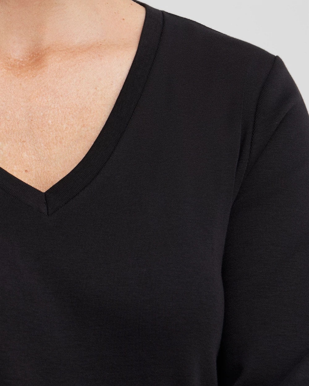 Chico's Special Offer - 3/4 Sleeve V-Neck Tee Black