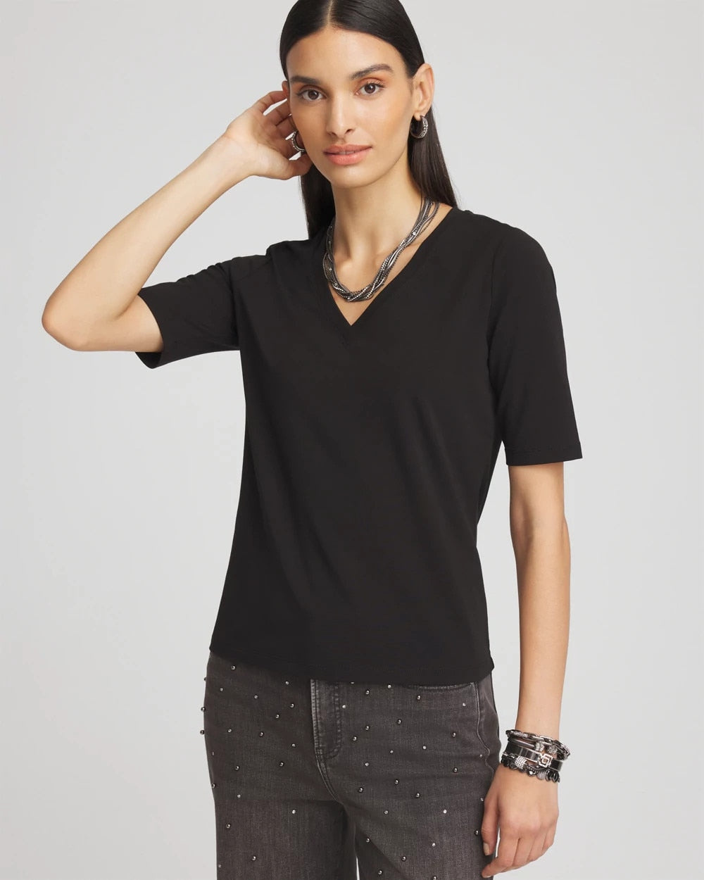 Chico's Essential - Perfect Elbow Sleeve Tee Black
