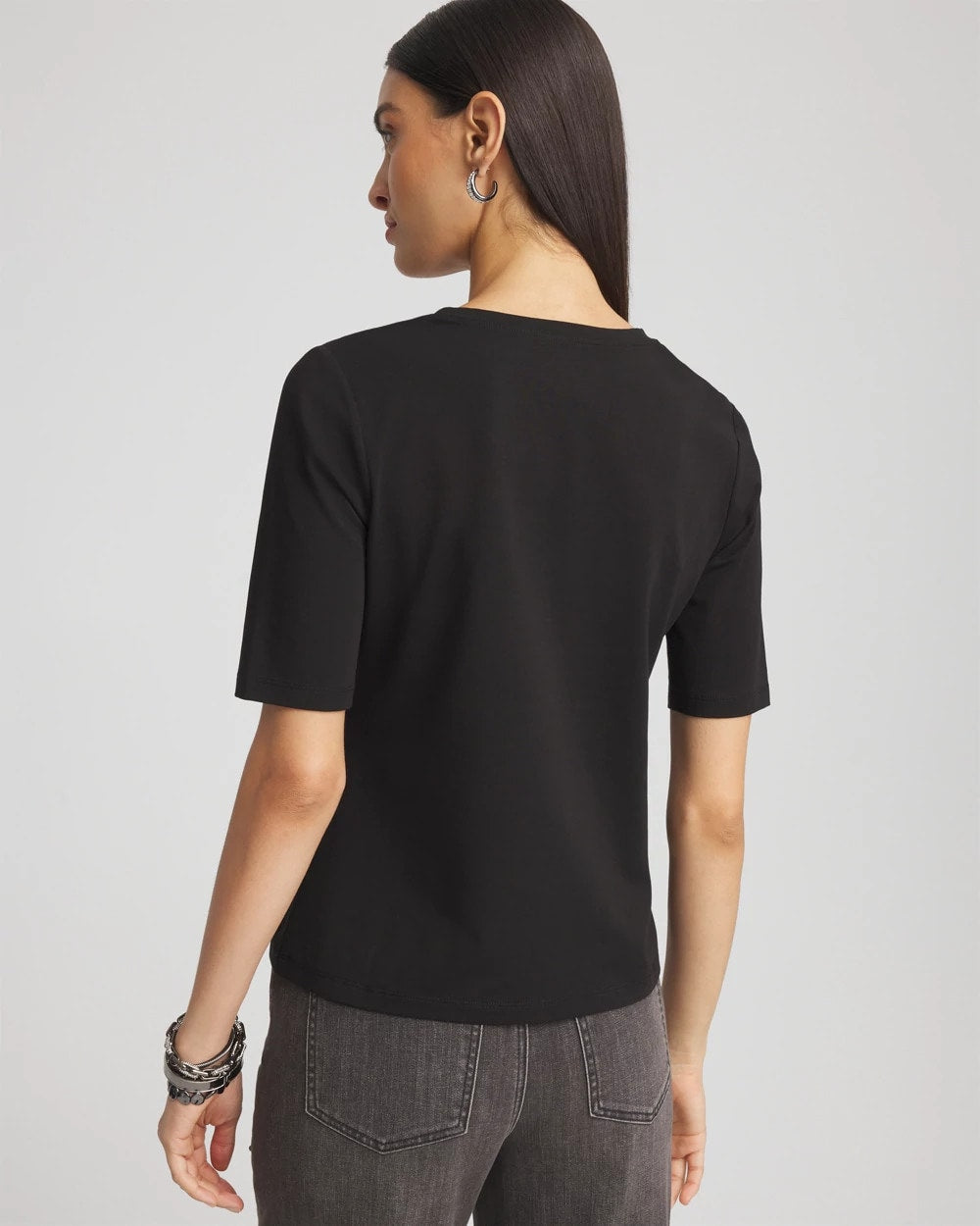 Chico's Essential - Perfect Elbow Sleeve Tee Black