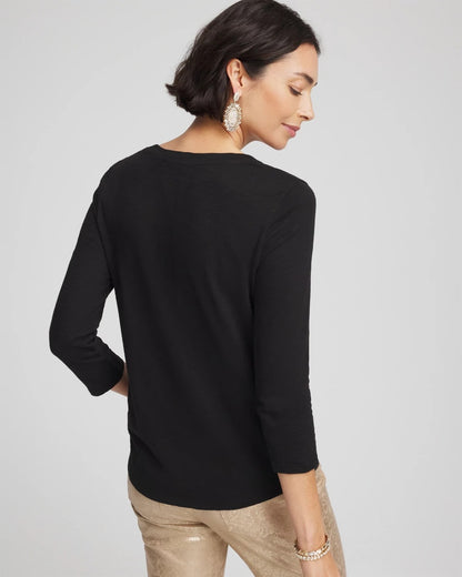 Chico's Everyday - Slub 3/4 Sleeve Tee Black