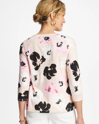 Chico's Great Value - Printed Pima 3/4 Sleeve Tee Sweet Blossom