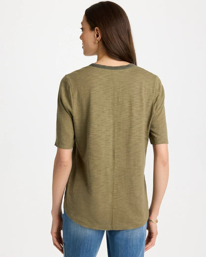 Chico's Essential - Cotton Slub V-Neck Tee Lichen