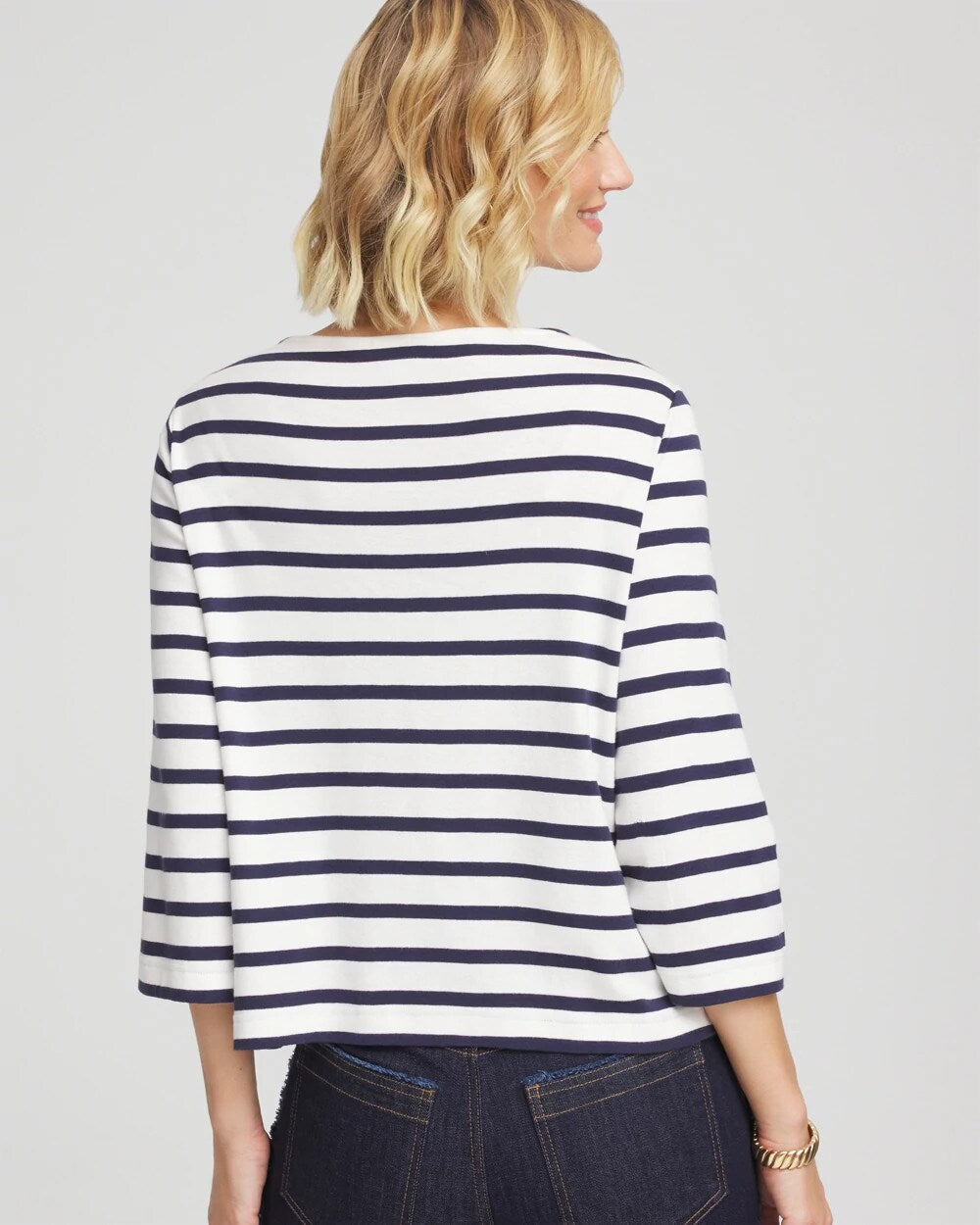 Chico's Special Offer - Bateau Neck Stripe Top Ecru