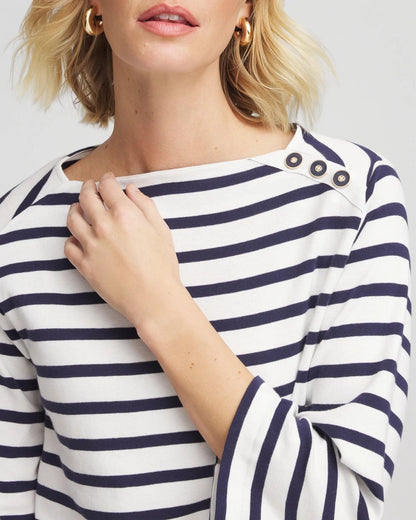 Chico's Special Offer - Bateau Neck Stripe Top Ecru