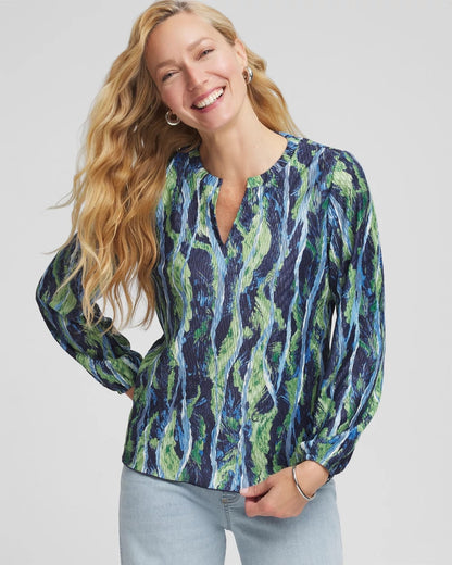 Chico's Deals - Ocean Plume Crinkle Top Passport Blue