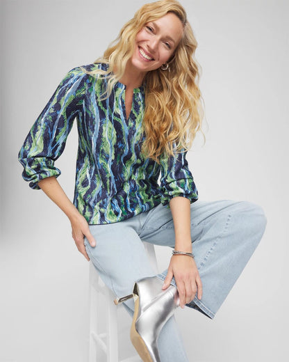 Chico's Deals - Ocean Plume Crinkle Top Passport Blue