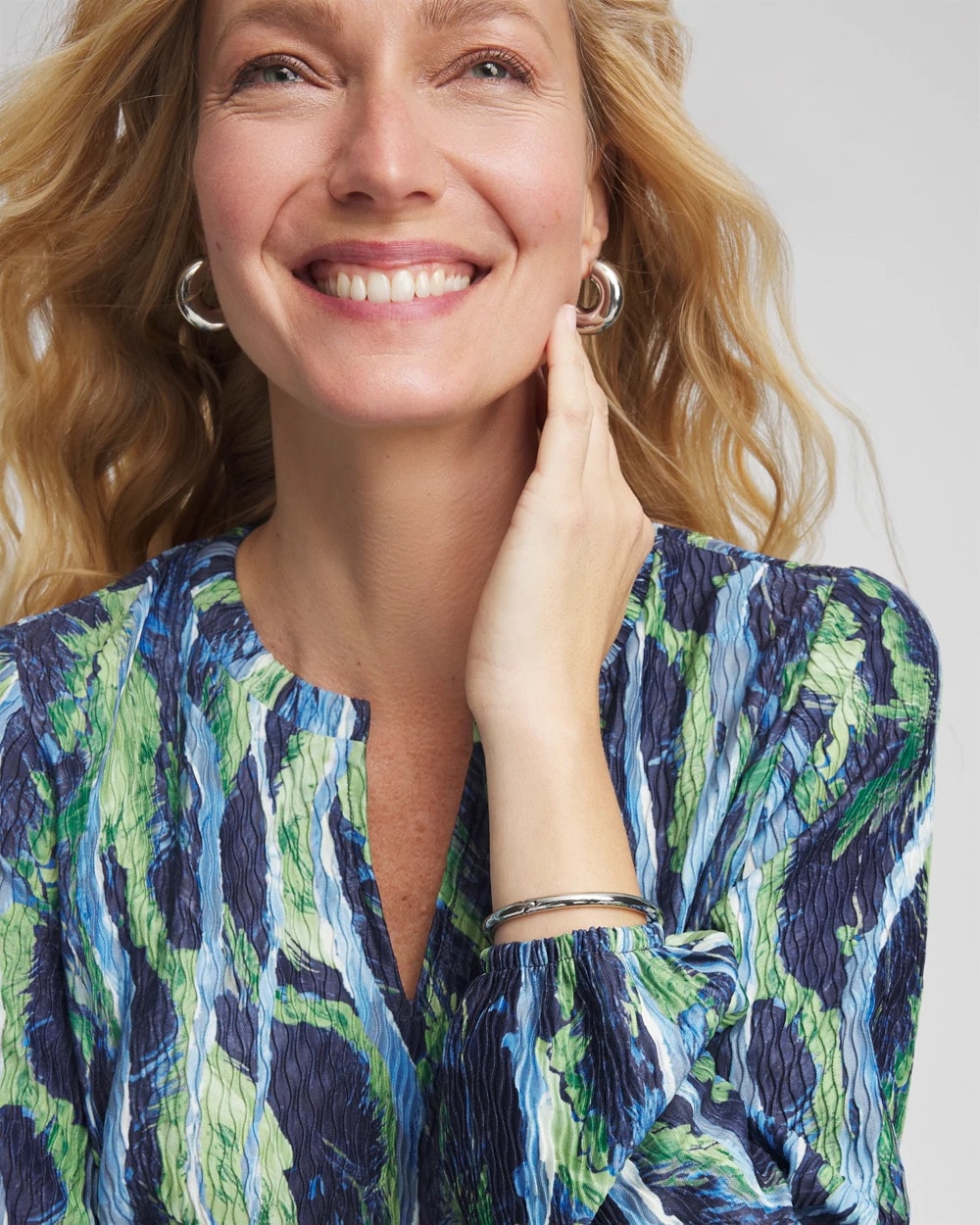 Chico's Deals - Ocean Plume Crinkle Top Passport Blue