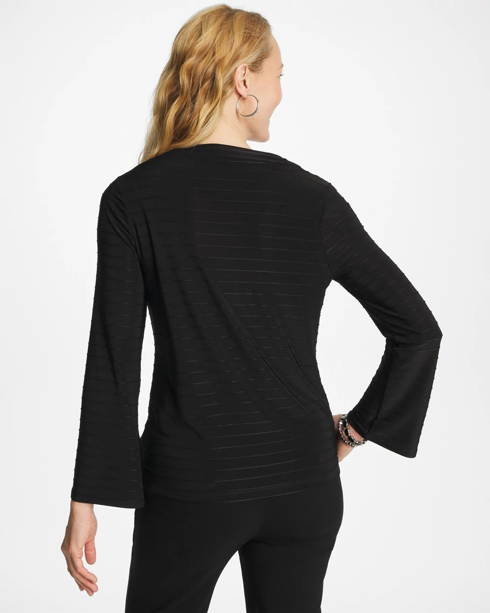 Chico's Top Pick - Textured Long Sleeve Cowlneck Tee Black