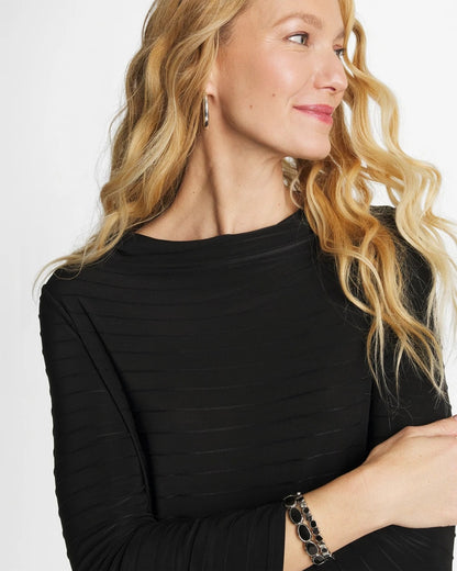 Chico's Top Pick - Textured Long Sleeve Cowlneck Tee Black